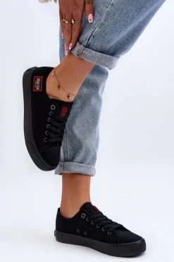 Big Star Shoes Trampki Damskie Big Star|Trampki Damskie Niskie*Damskie Trampki BIG STAR HH274133 Czarne Czarny