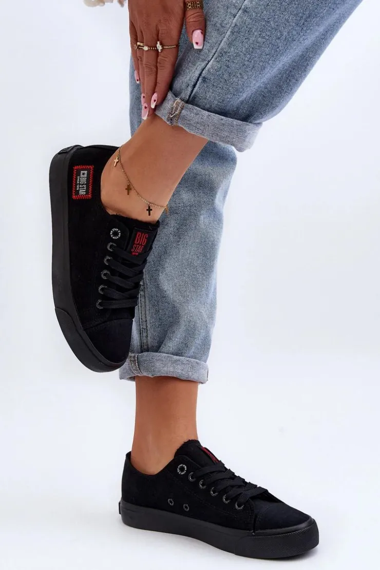 Big Star Shoes Trampki Damskie Big Star|Trampki Damskie Niskie*Damskie Trampki BIG STAR HH274133 Czarne Czarny