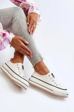 Big Star Shoes Trampki Damskie Big Star|Big Star*Damskie Trampki Big Star NN274205 Białe Biały