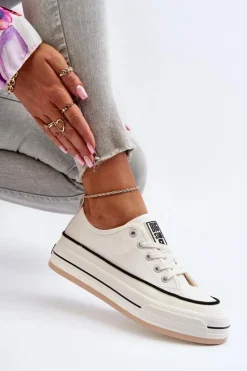 Big Star Shoes Trampki Damskie Big Star|Big Star*Damskie Trampki Big Star NN274205 Białe Biały