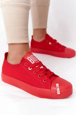 Big Star Shoes Trampki Damskie Big Star|Trampki Damskie Niskie*Damskie Trampki BIG STAR HH274677 Czerwone