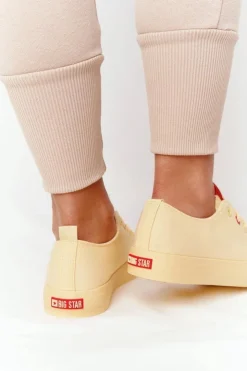 Big Star Shoes Trampki Damskie Big Star|Trampki Damskie Niskie*Damskie Trampki BIG STAR HH274680 Żółte