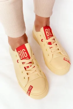 Big Star Shoes Trampki Damskie Big Star|Trampki Damskie Niskie*Damskie Trampki BIG STAR HH274680 Żółte