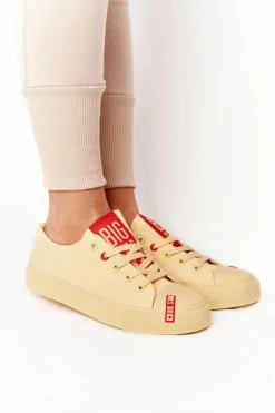 Big Star Shoes Trampki Damskie Big Star|Trampki Damskie Niskie*Damskie Trampki BIG STAR HH274680 Żółte