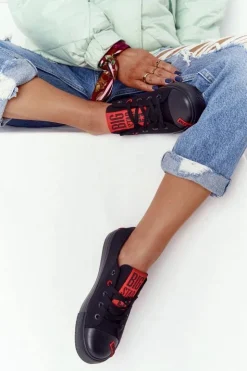 Big Star Shoes Trampki Damskie Big Star|Trampki Damskie Niskie*Damskie Trampki BIG STAR HH274678 Czarne