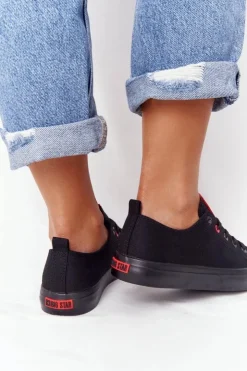 Big Star Shoes Trampki Damskie Big Star|Trampki Damskie Niskie*Damskie Trampki BIG STAR HH274678 Czarne