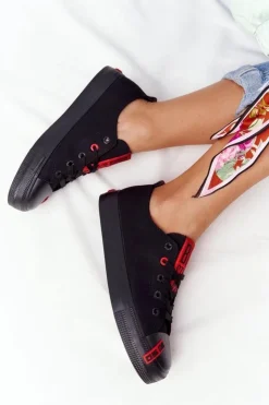 Big Star Shoes Trampki Damskie Big Star|Trampki Damskie Niskie*Damskie Trampki BIG STAR HH274678 Czarne