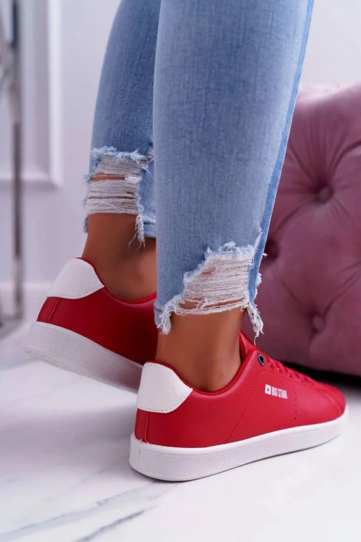Big Star Shoes Trampki Damskie Big Star|Big Star*Damskie Trampki Big Star Czerwone DD274220