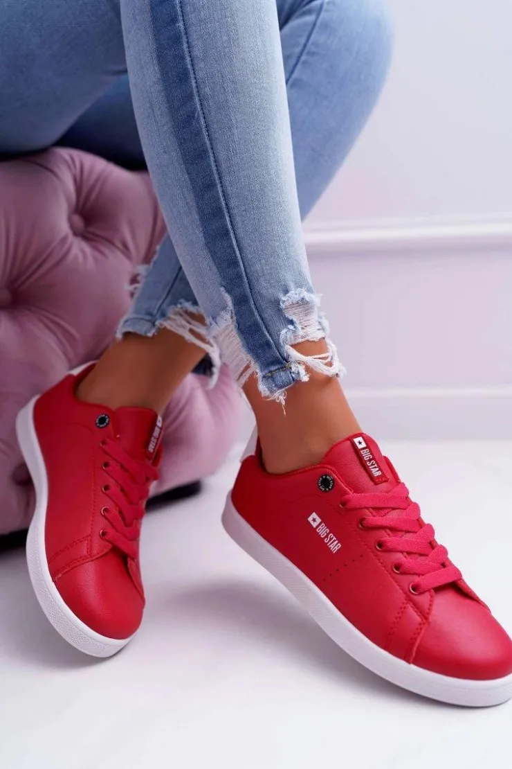 Big Star Shoes Trampki Damskie Big Star|Big Star*Damskie Trampki Big Star Czerwone DD274220