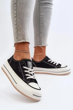 New Big Star Shoes Damskie Trampki Big Star NN274204 Czarne Czarny