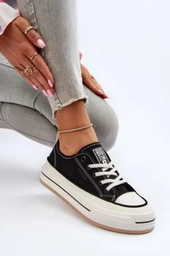 New Big Star Shoes Damskie Trampki Big Star NN274204 Czarne Czarny