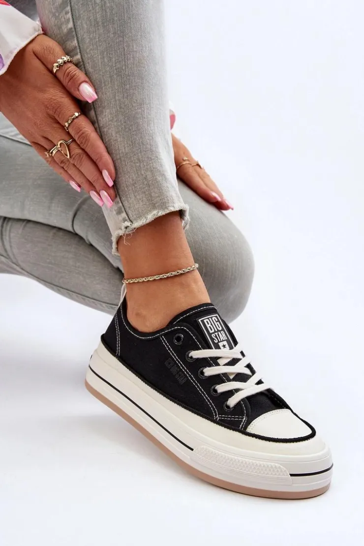 New Big Star Shoes Damskie Trampki Big Star NN274204 Czarne Czarny