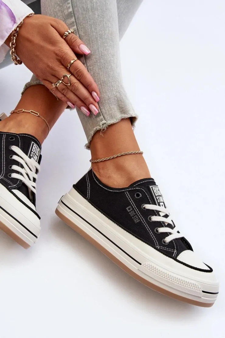 New Big Star Shoes Damskie Trampki Big Star NN274204 Czarne Czarny