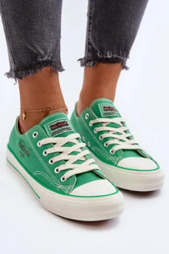 Big Star Shoes Trampki Damskie Big Star|Trampki Damskie Niskie*Damskie Trampki Big Star NN274240 Zielone Zielony