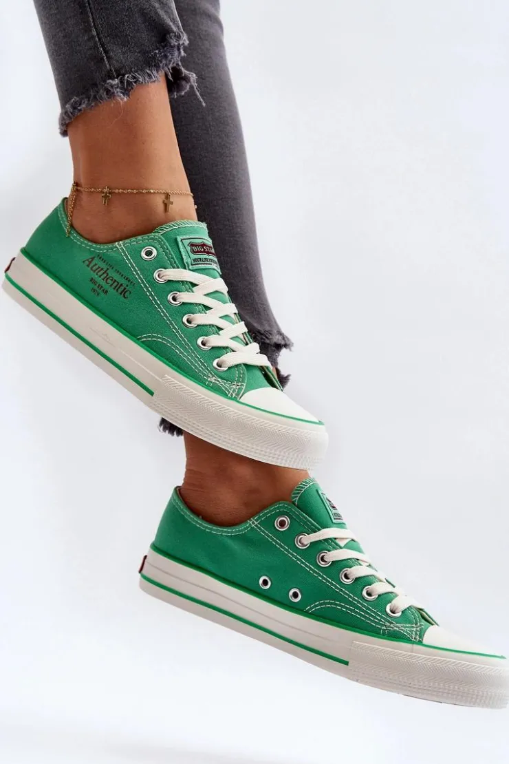 Big Star Shoes Trampki Damskie Big Star|Trampki Damskie Niskie*Damskie Trampki Big Star NN274240 Zielone Zielony