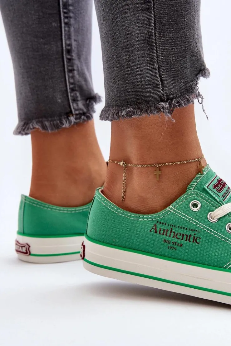 Big Star Shoes Trampki Damskie Big Star|Trampki Damskie Niskie*Damskie Trampki Big Star NN274240 Zielone Zielony