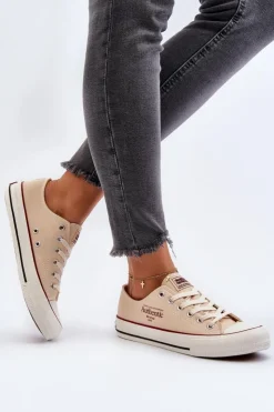 Big Star Shoes Trampki Damskie Big Star|Trampki Damskie Niskie*Damskie Trampki Big Star NN274236 Beżowe