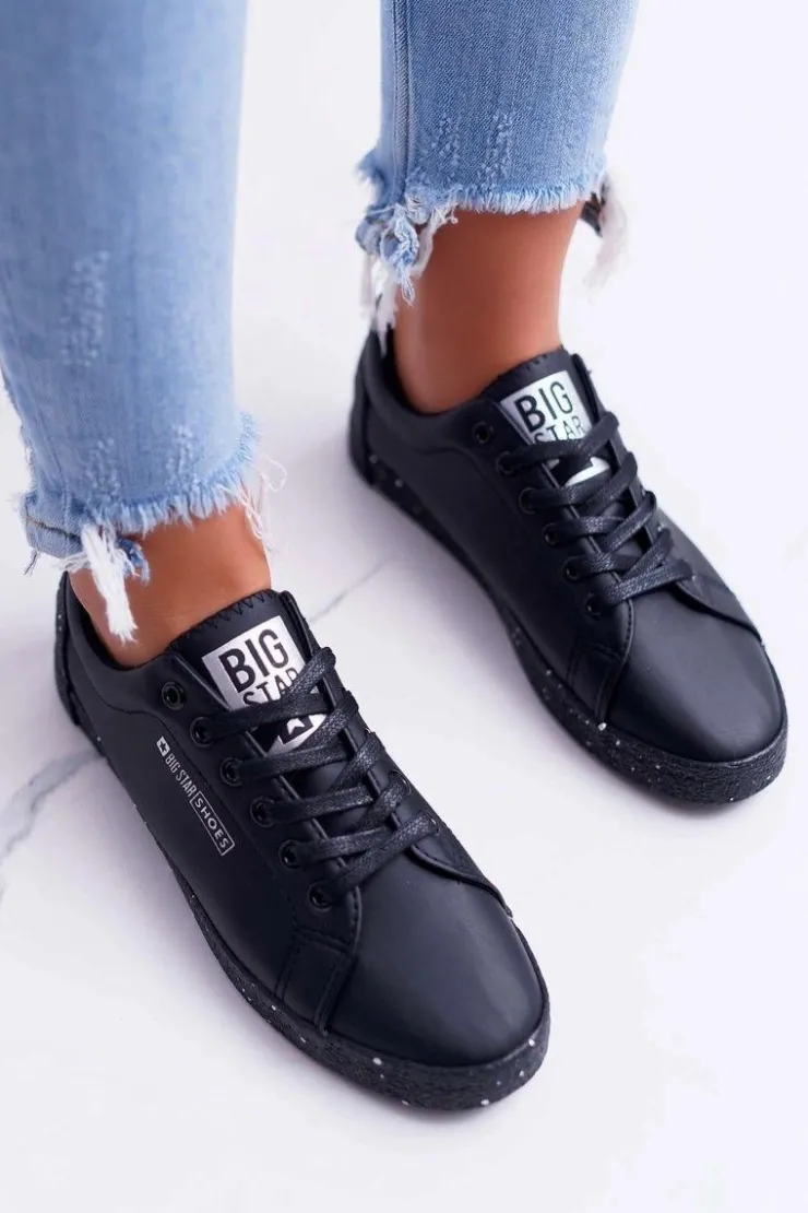 Big Star Shoes Trampki Damskie Big Star|Trampki Damskie Niskie*Damskie Trampki Big Star Szara Gwiazda Czarne AA274A008