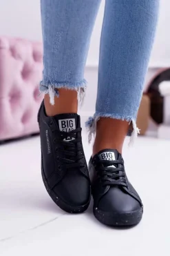 Big Star Shoes Trampki Damskie Big Star|Trampki Damskie Niskie*Damskie Trampki Big Star Szara Gwiazda Czarne AA274A008