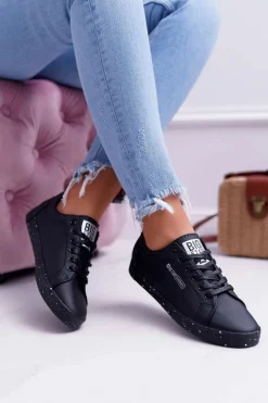 Big Star Shoes Trampki Damskie Big Star|Trampki Damskie Niskie*Damskie Trampki Big Star Szara Gwiazda Czarne AA274A008