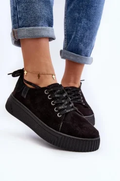 Damskie Big Star Shoes Damskie Trampki Big Star NN276005 Memory Foam System Czarne