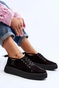 Damskie Big Star Shoes Damskie Trampki Big Star NN276005 Memory Foam System Czarne