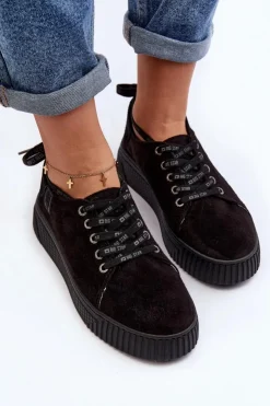 Damskie Big Star Shoes Damskie Trampki Big Star NN276005 Memory Foam System Czarne