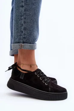 Damskie Big Star Shoes Damskie Trampki Big Star NN276005 Memory Foam System Czarne