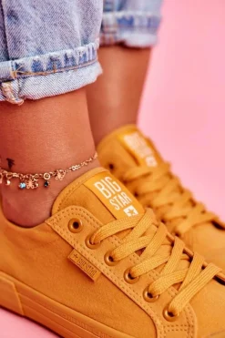 Big Star Shoes Trampki Damskie Big Star|Trampki Damskie Niskie*Damskie Trampki Big Star Żółte FF274A086