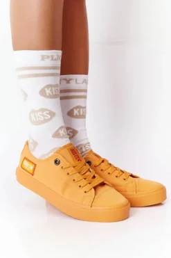 Big Star Shoes Trampki Damskie Big Star|Trampki Damskie Niskie*Damskie Trampki BIG STAR HH274134 Żółte