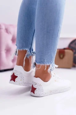 Big Star Shoes Damskie Trampki Big Star Czerwona Gwiazda Białe AA274A007