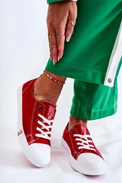 Damskie Big Star Shoes Damskie Trampki Big Star FF274089 Czerwone