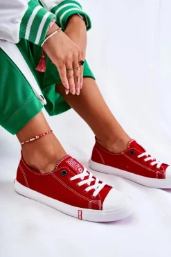 Damskie Big Star Shoes Damskie Trampki Big Star FF274089 Czerwone