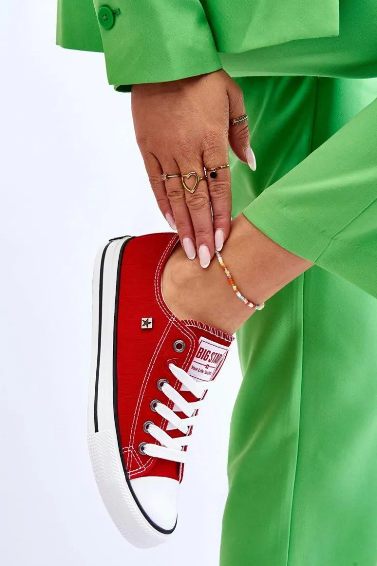 Big Star Shoes Damskie Trampki Big Star T274020 Czerwone