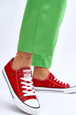 Big Star Shoes Damskie Trampki Big Star T274020 Czerwone