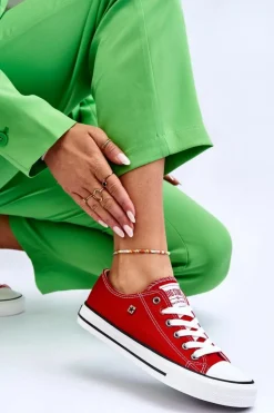 Big Star Shoes Damskie Trampki Big Star T274020 Czerwone