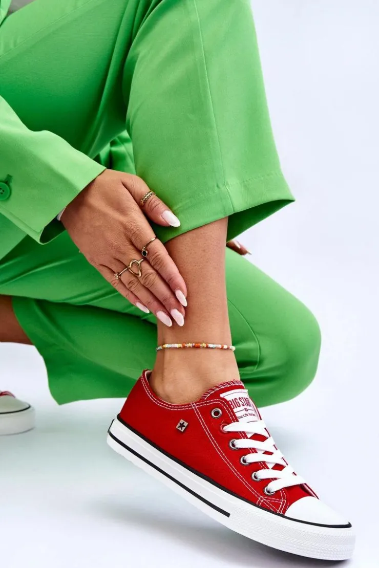 Big Star Shoes Damskie Trampki Big Star T274020 Czerwone