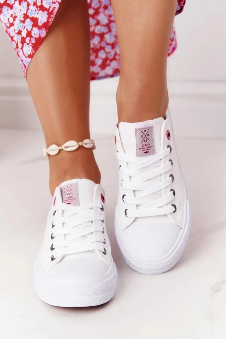 Damskie Cross Jeans Damskie Trampki HH2R4017C Białe