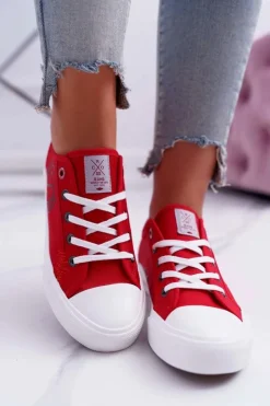 Damskie Cross Jeans Damskie Trampki Czerwone DD2R4072