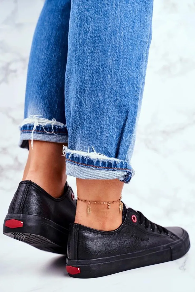 Cross Jeans Trampki Damskie Cross Jeans|Trampki Damskie Niskie*Damskie Trampki Czarne DD2R4029