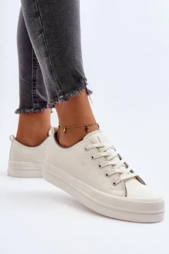 Damskie Big Star Shoes Damskie Trampki Eko Skórzane Big Star NN274847 Białe