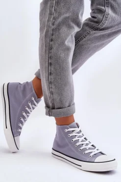 Damskie Boto Damskie Trampki Klasyczne Wysokie Szare Remos