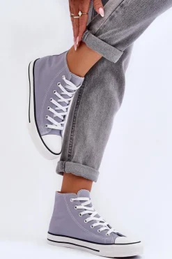 Damskie Boto Damskie Trampki Klasyczne Wysokie Szare Remos