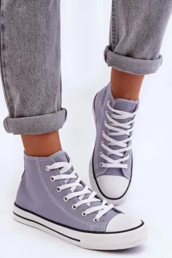 Damskie Boto Damskie Trampki Klasyczne Wysokie Szare Remos