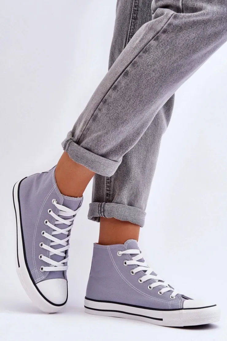 Damskie Boto Damskie Trampki Klasyczne Wysokie Szare Remos