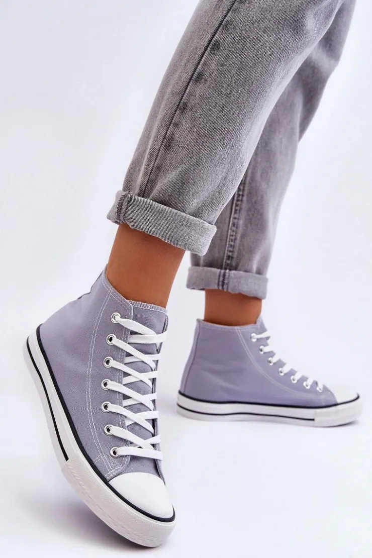 Damskie Boto Damskie Trampki Klasyczne Wysokie Szare Remos