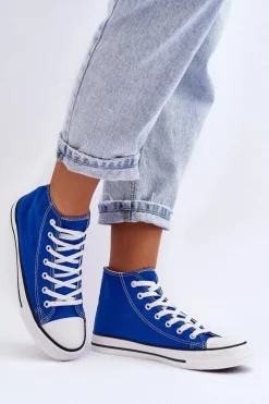 Boto Trampki Damskie Wysokie*Damskie Trampki Klasyczne Wysokie e Remos Niebieski