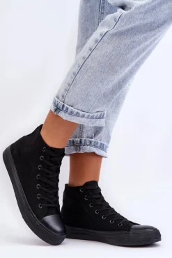 Boto Trampki Damskie Wysokie*Damskie Trampki Klasyczne Wysokie Czarne Remos