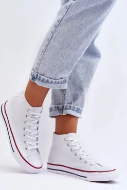 Hot Boto Damskie Trampki Klasyczne Wysokie Białe Remos Biały