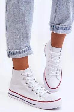 Hot Boto Damskie Trampki Klasyczne Wysokie Białe Remos Biały